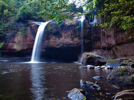 Haew Suwat Waterfall, Khao Yai National Park, Nakhon Nayok, Thailand. This national park is elect as world heritage forest complex from UNESCO