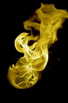 fire with a black background, abstract background.