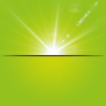 Green sunny spring background with place for text 