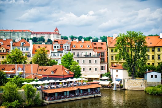 view of Prague from Charles bridge