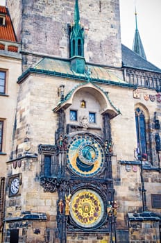 Astronomical Clock on Old Town Hall Tower in Prague, Czech Republic