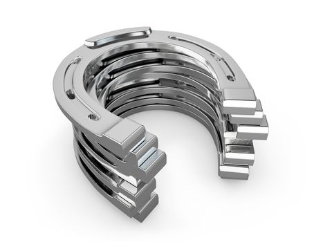 Few silver horseshoes isolated on white background
