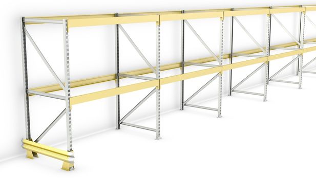 Row of pallet racks, isolated on white background