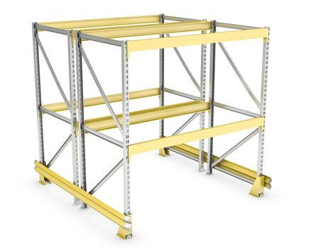 Double sided pallet rack, isolated on white background