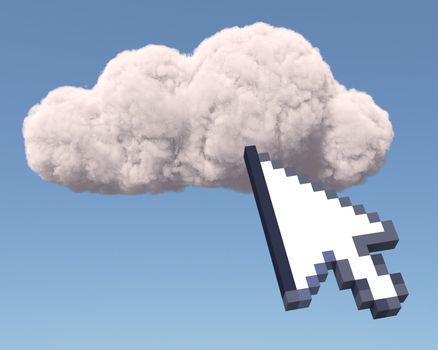 Cloud with arrow cursor, cloud computing concept