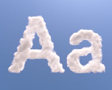 Letter A cloud shape, isolated on white background