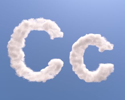 Letter C cloud shape, isolated on white background