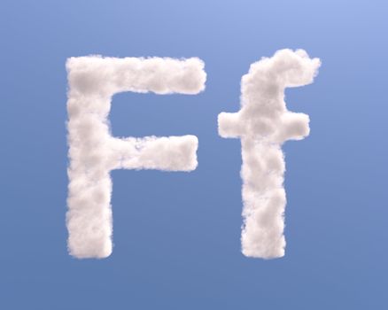 Letter F cloud shape, isolated on white background