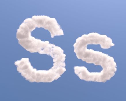 Letter S cloud shape, isolated on white background