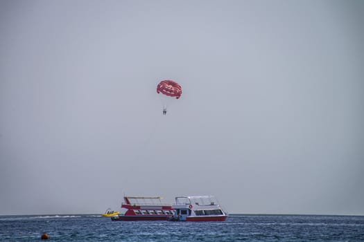 in naama bay one can hang in a parachute after a boat which pulls you up high in the air and you have a wonderful view of the bay and sharm el sheikh
