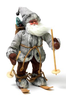 Santa Claus skiing side view