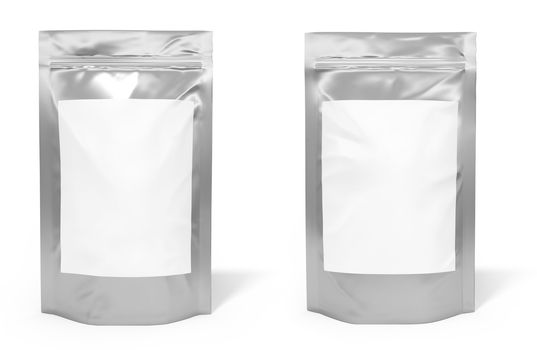 Foil bag package with blank space for label