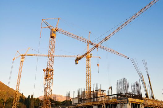 Large construction site view from below