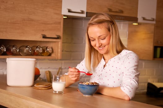 Young woman having a bowl of cereal