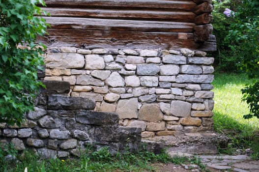 Old stone staeps with ivy plant