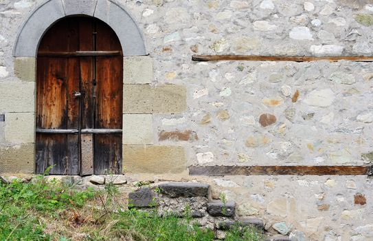 old wooden door in antique house