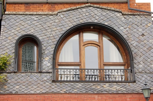 Traditional wooden carving balconies of Old Town of Tbilisi, Republic of Georgia