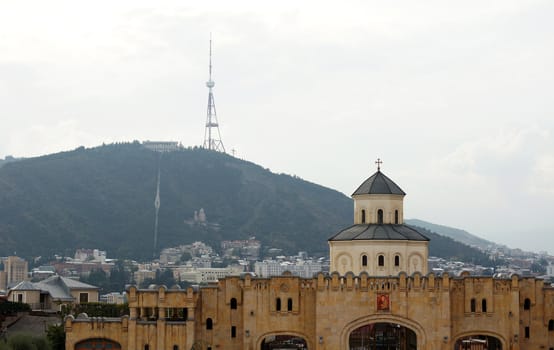 The biggest orthodox cathedral of Caucasus region - St. Trinity or Sameba cathedral in Tbilisi, Republic of Georgia