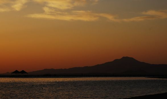 Sun rise over the tropical sea