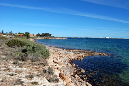 Rocky coast dea bay in outback South Australia