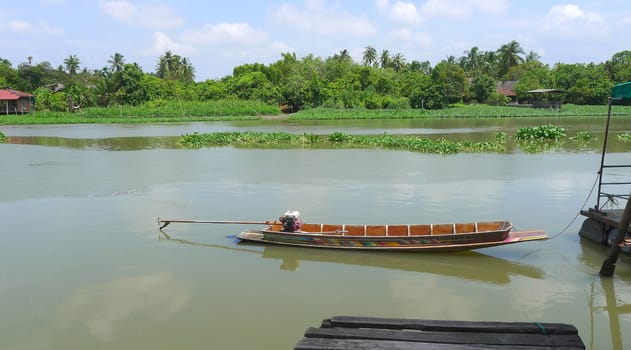 Long tail boat in the river, Thailand 
