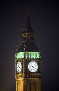 Looking up at the beautiful architecture of Big Ben / Houses of Parliament in London.