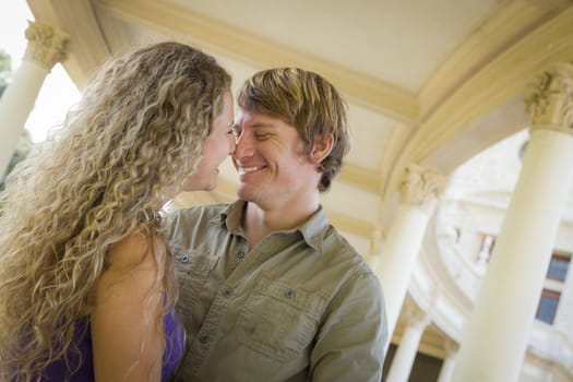 Happy Attractive Loving Couple Portrait in the Park.