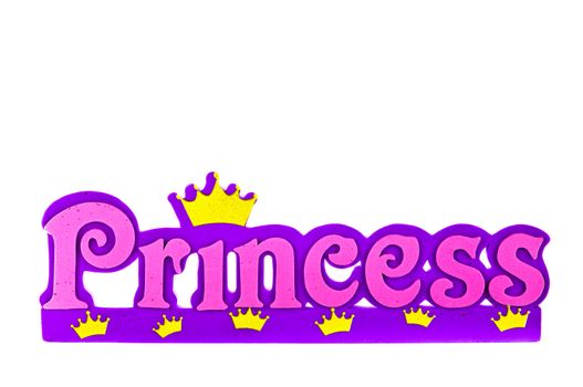 Word spells princess in pink and purple letters.