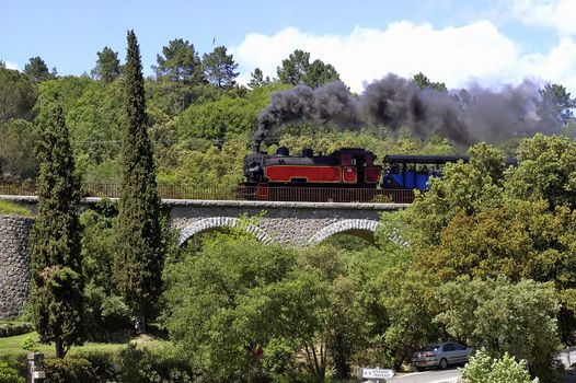 The small tourist train of Anduze in the Cevennes