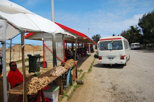 Bus stop market, capital town of Tonga