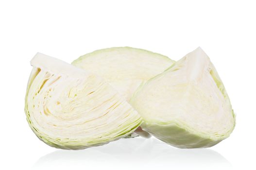 Fresh green cabbage vegetable on white background