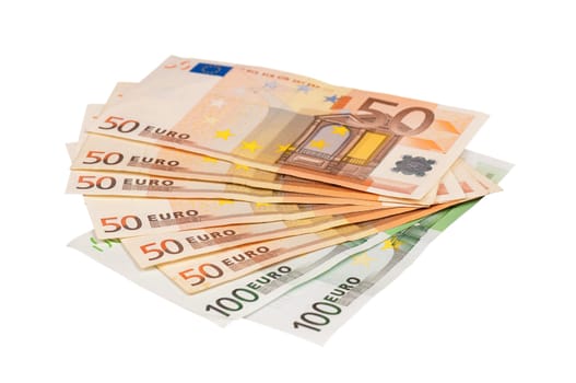 Heap of euro isolated on a white background