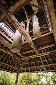 Wooden bell in hindu temple Pura Taman Ayun, Mengwi, Bali, Indonesia