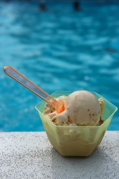 Icecream at the pool. on hot day