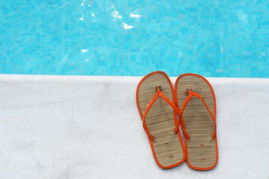 Sandals at the pool on a very sunny day