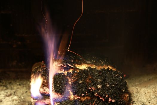 burning fire fireplace night