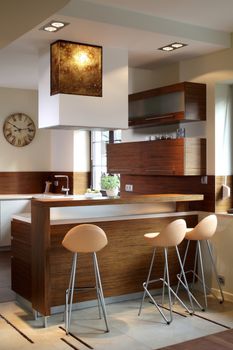 Modern kitchen in luxury apartment