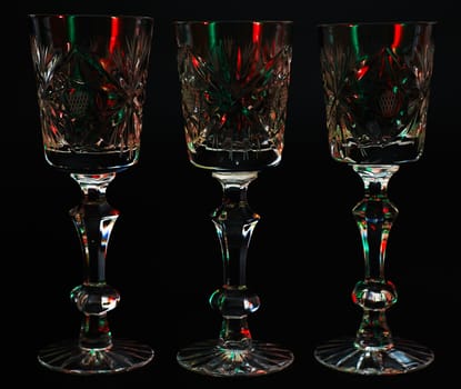 glassware for drinks 3 pieces illuminated with colored filters
