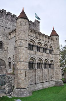 Old fortress in the ancient city of Ghent, Belgium