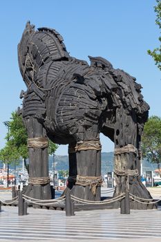 The copy of Troy wooden horse at Canakkale, Turkey 
