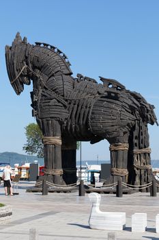 The copy of Troy wooden horse at Canakkale, Turkey 