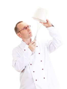 Chef with whisk and bowl