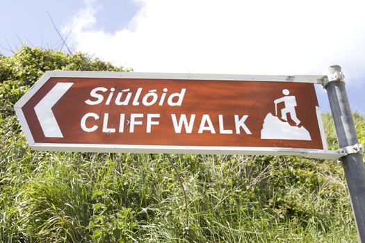 metal direction sign for a cliff walk in Ballybunion county Kerry Ireland
