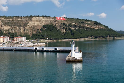The crossing through the strait of Dardanelles from Asia to Europe