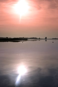 view of the Shannon estuary and Carrigafoyle castle from Salleen pier