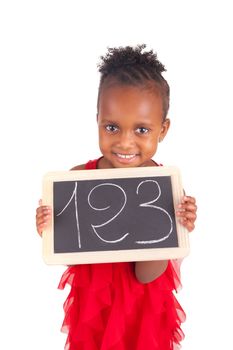 Adorable african little girl on white background