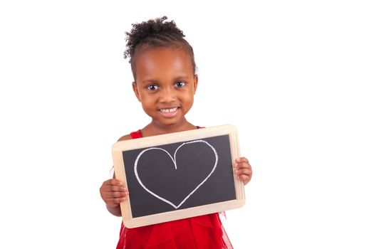 Adorable african little girl on white background