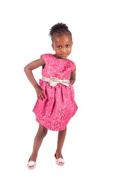 Adorable african little girl on white background