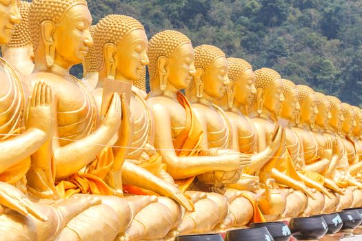 Golden Buddha at Buddha Memorial park , Nakorn nayok, Thailand.