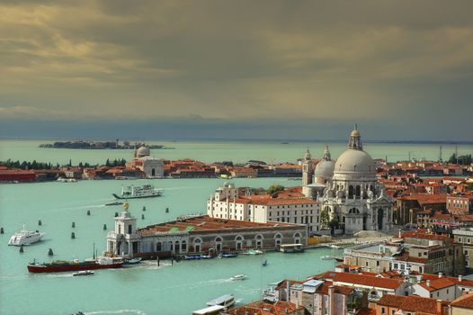 Santa Maria della Salute in Venice in the evening